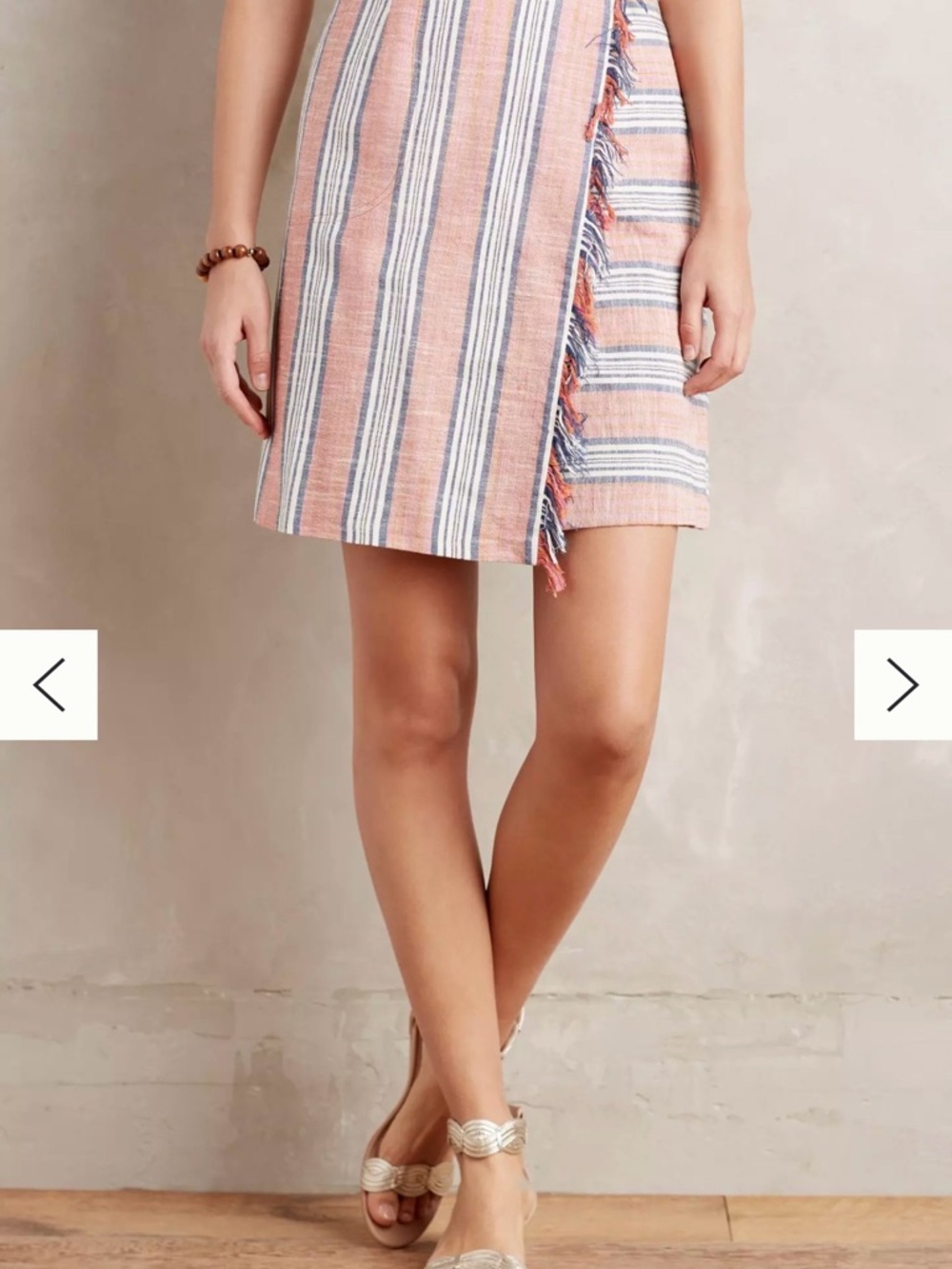 Anthropologie Vanessa Virginia Fringed Striped Wrap Skirt Size 10 Boho Chic